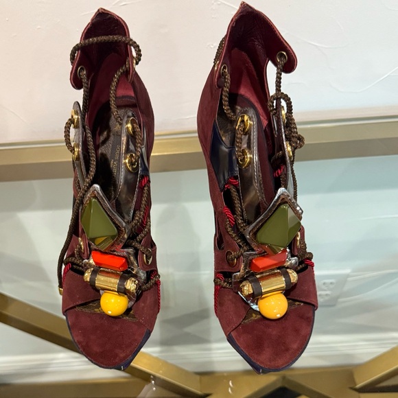 Louis Vuitton Embellished Suede Heels - Picture 1 of 17